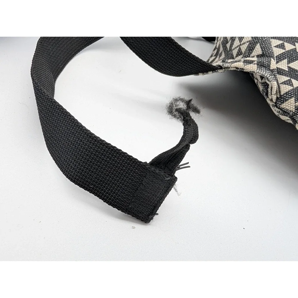 KAVU Rope Bag Geometric Triangle Print Canvas Sling Backpack Black Tan